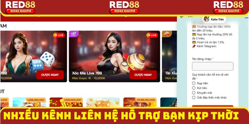 đa dạng kênh liên hệ RED88 hỗ trợ 24/7