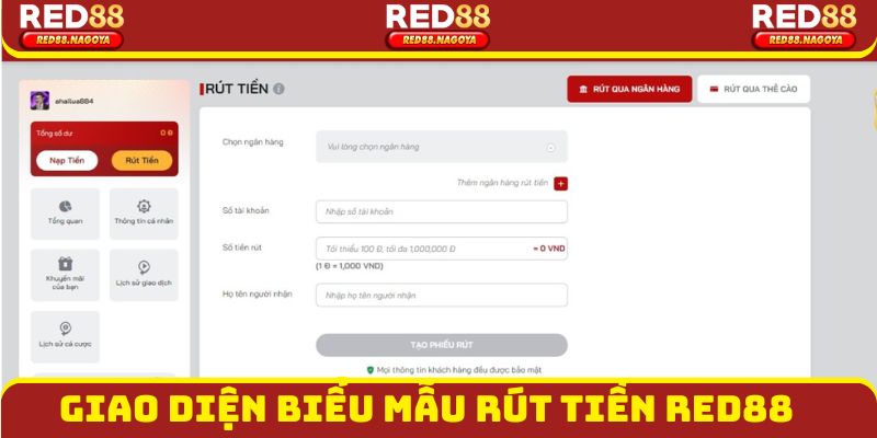 trải nghiệm rút tiền RED88 mượt mà nhanh chóng